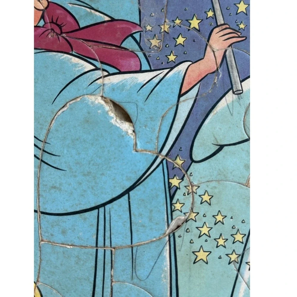 Vintage 1950 Walt Disney Cinderella‎ Fairy Godmother Puzzle Jaymar Tray Style